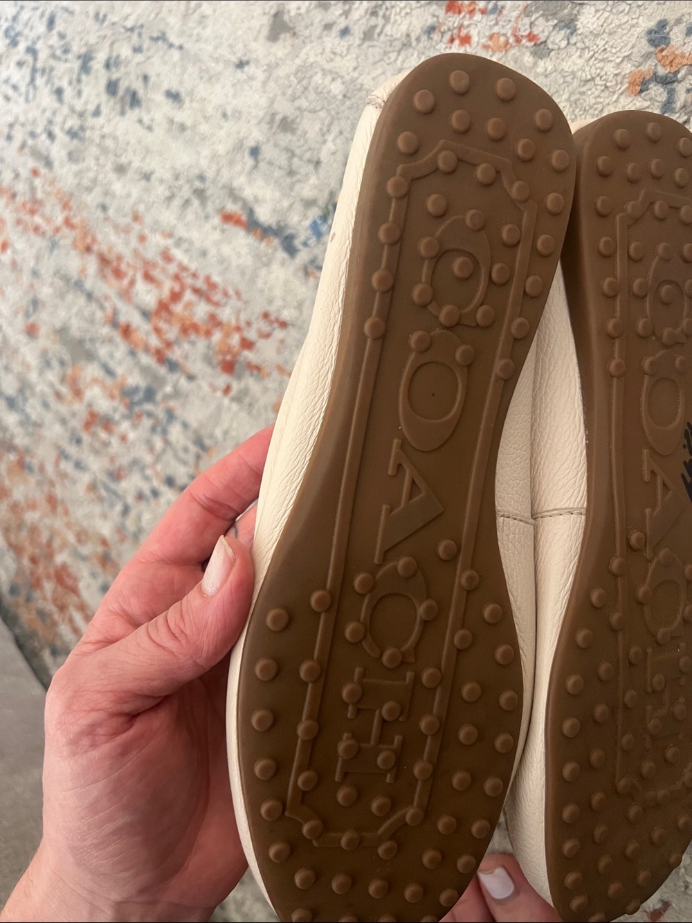 Coach Cream Pebbled Leather Penny Loafers with Logo Plaque - Picture 2 of 4